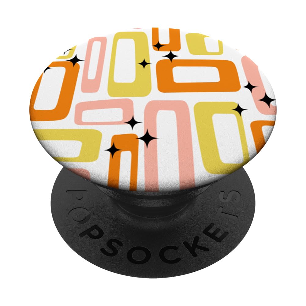 Midcentury Mid Century Retro Abstract Geometric Pink Yellow PopSockets Swappable PopGrip