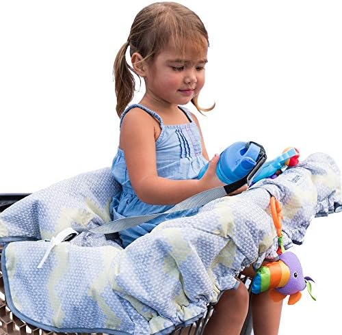 Lumiere Baby Shopping Cart Cover for Baby - Universal Fit, Modern Unisex Design, Compact Fold-in Pouch, 360 Germ Protection, Entertainment Tools, Safety Harness, Machine Washable