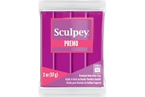 Sculpey Premo Polymer Oven-Bake Clay, Fuchsia, Non Toxic, 2 oz. bar, Great for jewelry making, holiday, DIY, mixed media and home décor projects. Premium clay Great for clayers and artists.