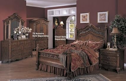 Amazon Com 5pc Seville Antique Brown Finish Eastern King