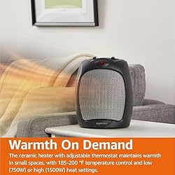 Amazon Basics Ceramic Space Heater, Portable Indoor