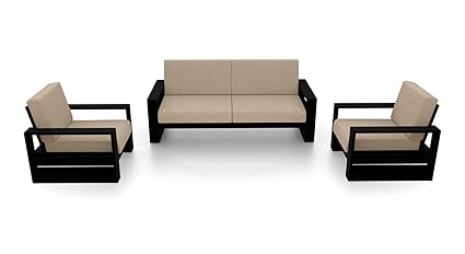 Urban Ladder Parsons Five Seater Sofa Set 3-1-1 (Matte Finish, Macadamia Brown)