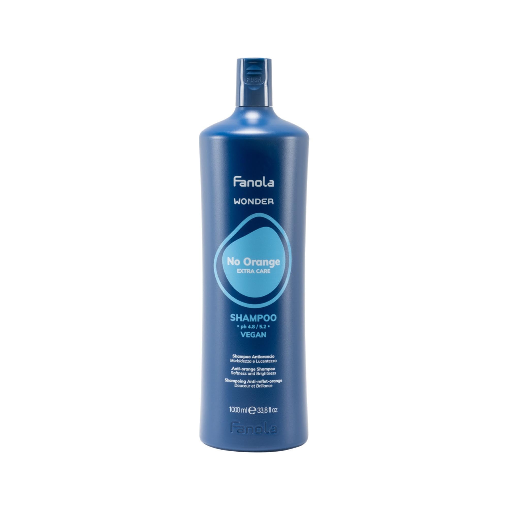Fanola Wonder No Orange Shampoo, Neutralizing Orange Highlights Shampoo for Blonde and Light Brown Hair with Immediate Toning Action, SLS/SLES Free and Vegan, 1000ml