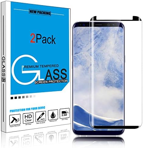[2 Pack] Galaxy S9 Screen Protector, AMENQ 9H Hardness HD Clear 3D Curved Full Screen Coverage Tempered Glass Shield Film Matte Case Friendly Screen Protector for Samsung Galaxy S9 (Black)