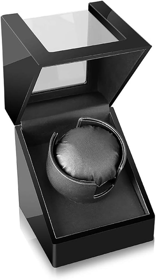 Caja giratoria para Relojes Enrollador de Reloj Individual automático Caja de Reloj Winding Madera Grano café Franela/Caja de exhibición de Cuero Negro Caja Elegante Hermosa [100% Hecho a Mano]: Amazon.es: Relojes