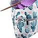 Unime Knitting Tote Bag Canvas Yarn Storage Organizer Bag for knitting Needles, Yarn and Crochet Supplies (L16.5''×H9'') (Cactus)