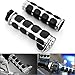 Chrome Billet Aluminum Bar End Cap Black Soft Gel Rubber Hand Grips w/ Palm Rest Fits Custom Motorcylce 7/8
