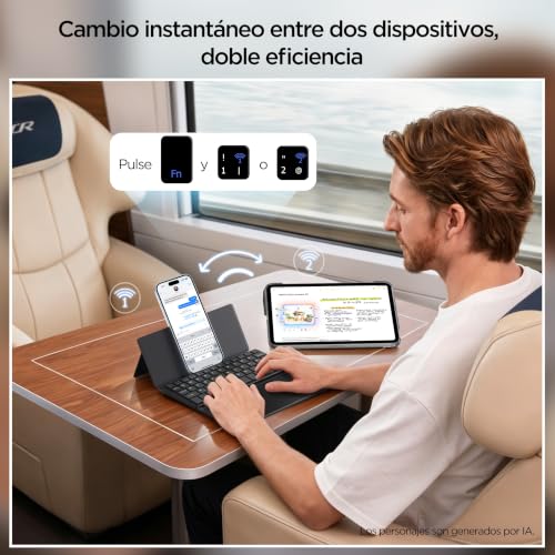 CACOE Mini Teclado Bluetooth con Panel Táctil para Teléfono Móvil, Ultrafino Plegable, Doble Canal, QWERTY Teclado con Soporte de Posición para Smartphone y Más iOS, Android, Windows, Negro con Panel