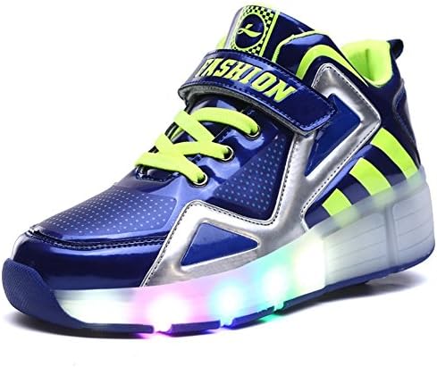 Kids Boys Girls High-Top Shoes LED Light Up Sneakers Single Wheel Double Wheel Roller Skate Shoes