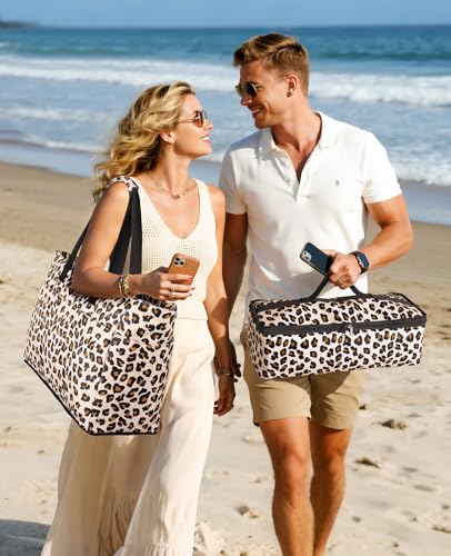 ISEYOU XXL Beach Bag, Large Women's Beach Bags with Removable Insulated Bag, Multi-Pocket, Foldable, Waterproof, Beach Bags with Zip for Swimming Pool, Travel, Holiday, Picnic, Gym, 49L