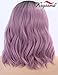 K'ryssma Short Bob Lace Front Wig Ombre Purple Synthetic Wig for Women Dark Roots to Ash Purple Wavy wig Heat Resistant