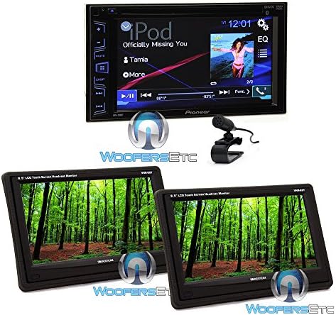 pkg (2) Soundstream VHR 65T 6.5" LCD Touchscreen Headrest Monitors + Pioneer AVH-280BT In-Dash 2-DIN 6.2" Touchscreen DVD / MP3 Car Stereo Receiver with Bluetooth and iPod/iPhone Control