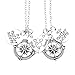 Udobuy®2 Pcs Silver Best Friends No Matter Where Compass Necklaces Set Heart Best Friend Gifts for Teen Girls BFF Friendship Necklaces