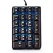 USB Number Pad, Poruary Numeric Keypad with Blue LED backlight Portable Full Size 21-Key Keypad with Multiple Shortcuts Multi-Function for Data Entry Laptop Tablet Desktop Computer PC (Black)