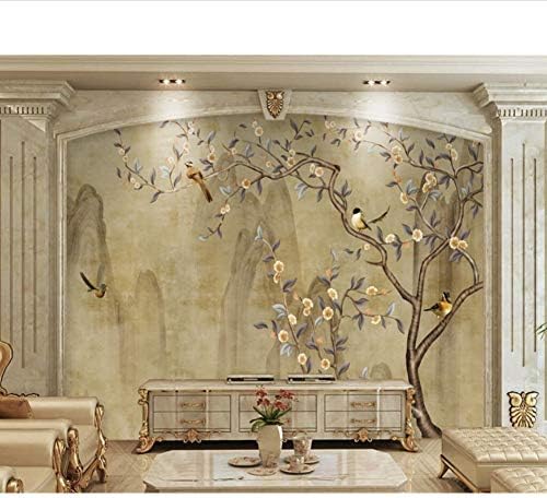 Gratuit Images Papier Peint Dore Classique Oiseau Et Fleur Tv Fond Mur Salon actualisé par
