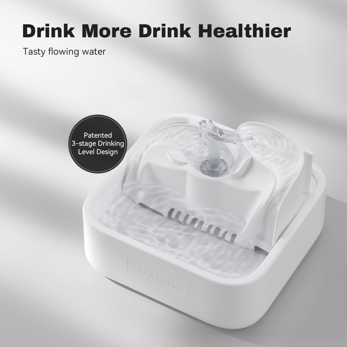 LALAHOME Cat Water Fountain Automatic, 2L/67oz, Dog Water Dispenser for Drinking, Healthy Pet Water Bowel 3-Stage RealFountain with Isolating Pumps, Quiet, Ultrafiltration, BPA-Free Easy Cleaning