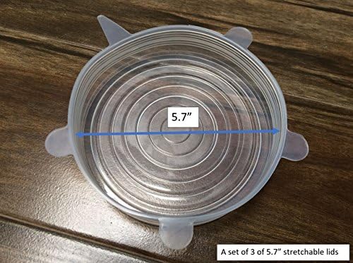 Mittelain Silicone Stretch Lids, 5.7" (14.5cm) in Diamter - 3 pack