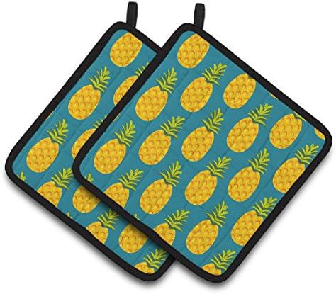 Carolines Treasures Bb5145Pthd Pineapples On Teal Pair Of Pot Holders 75Hx75W Multicolor