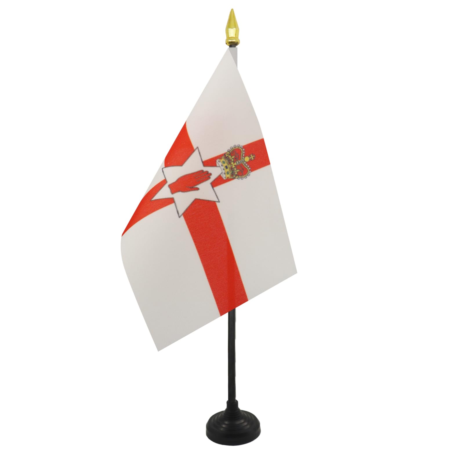 AZ FLAG - Northern Ireland Table Flag 4'' x 6'' - Irish Mini Desk Flag 100% Polyester 15 x 10 cm - Office Mini Banner with 10'' Pole - Golden Spear