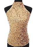 KAYAMIYA Women's Glitter Sequined Halter Vest Tank Tops