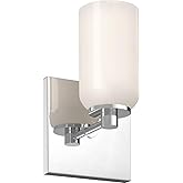 Kuzco WS57704-CH/GO Nola Wall Sconce, 1 E26 A19 Sockets, Chrome/Glossy Opal Glass (Bulbs NOT Included)
