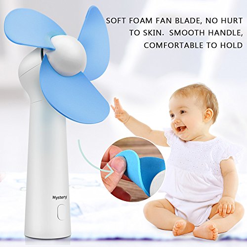 BicycleStore Personal Handheld Fan, Portable Mini Pocket Fan with Foam Blades, Small Quiet Desk Fan Powered by USB or Rechargeable Battery for Office, Table, Travel, Camping