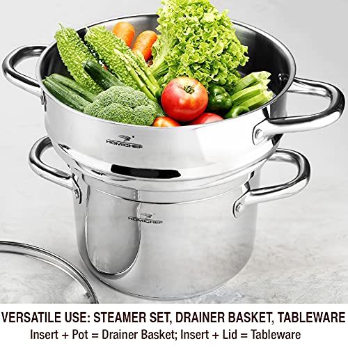 HOMI CHEF 5QT LARGE 4.5" DEEP 3RIDGE Universal Steamer Cookware