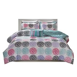 Mi Zone Carly Comforter Set, Doodled Circles Polka