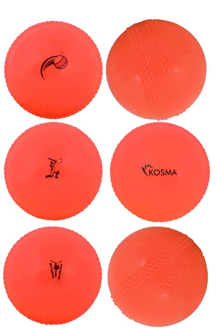 Kosma Pack of 6 Windball Cricket Ball | Indoor & Outdoor Soft Training Cricket Ball for Coaching Practice (Colour: Orange)