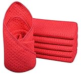 Sinland Microfiber Waffle Weave Dish Cloths Dishcloths Washcloths Facial Cloths Pack of 6 Amaranth13 Inch X 13 Inch