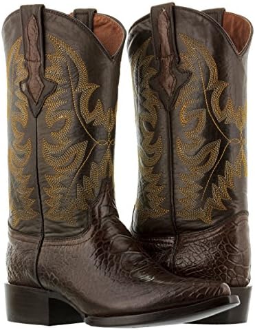 El Presidente - Men's Brown Sea Turtle Design Leather Cowboy Boos J Toe 9.5 D