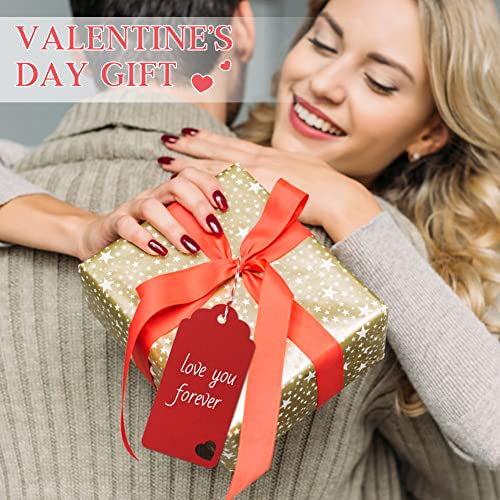 HAKACC 200 PCS Colour Gift Tags Set, Red Pink White Hanging Tags Labels with String, Heart Hole Punch for Gifts Arts and Crafts Wedding Birthday Holiday