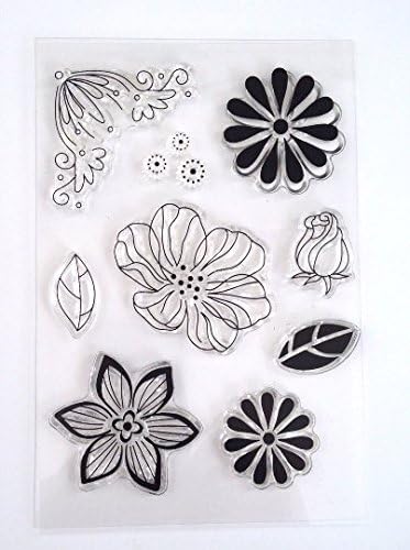 9 pieces Flower Rose Leaf Set Clear Silicone Acrylic Rubber Stamp Scrapbook Cardmaking unmounted Stamp