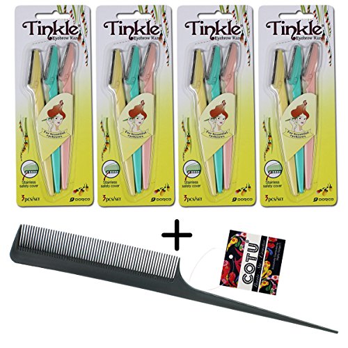 *Authentic Genuine* Tinkle Eyebrow Razor for Beautiful Eyebrows (12 pcs) + COTU (R) Hair Comb (1 pcs)