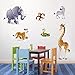 decalmile Jungle Animals Wall Decals Tiger Giraffe Elephant Wall Stickers Kids Room Wall Decor Baby Boys Bedroom Nursery Playroom Decoration