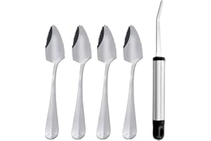 Grapefruit Spoons Sets, 4 Piece Grapefruit Spoons, 1 Piece Grapefruit Knife with Long Handle, Easy Use