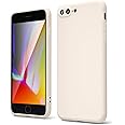 oakxco for iPhone 7 Plus Case iPhone 8 Plus Case Liquid Silicone, Cute Thin Slim Soft Rubber Gel Smooth Cover for Women Girl, Matte TPU Solid Aesthetic Design Protective & Shockproof, Beige Stone