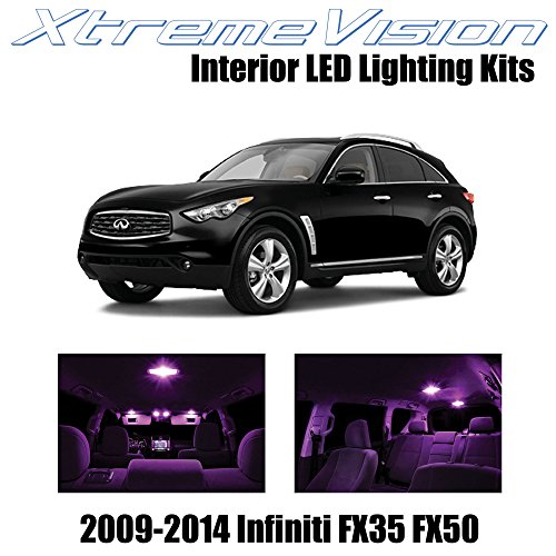 XtremeVision Infiniti FX35 FX50 2009-2014 (12 Pieces) Pink Premium Interior LED Kit Package + Installation Tool