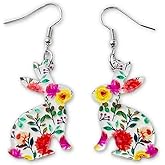 Todu Easter Earrings Cute Bunny Egg Rabbit Drop Colorful Flower Animal Dangle Spring Earrings Holiday Jewelry Gift For Women
