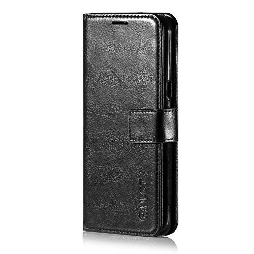 Samsung Galaxy S8 Plus Case, HLCT PU Leather Case, with Soft TPU Protective Bumper, Built-in Kickstand, Cash and Card Pockets (Black) - Thumbnail 5