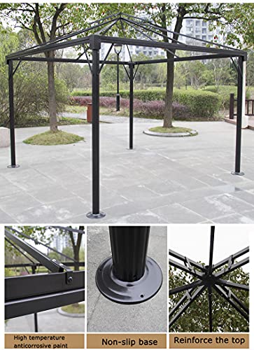 3 x 3 Meter Metall-Pavillon Garten 2-stufige Dachzelt Party Zelt Baldachin Pavillion Patio Shelter mit Netz,Beige – Bild 5