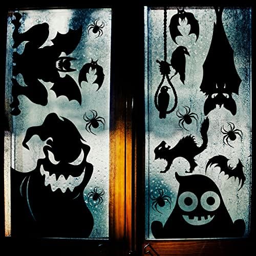 thumbnail image 2 of Halloween Window Stickers Decal Set - Spooky Zombie Hands, Bats, Pumpkins, Ghosts & More (Black) 2 of 10