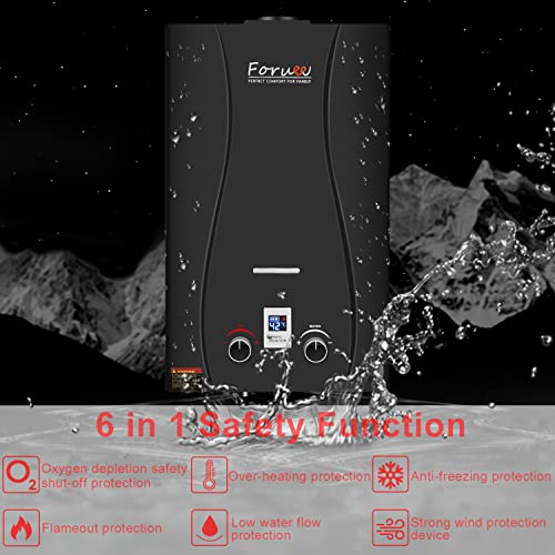 Tankless Water Heater Propane Shower, 2.64GPM/10Litre Capacity, 6IN1