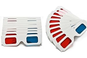 Guijinhao 50 Pairs 3D Paper Glasses, Red and Cyan Anaglyph, White Cardboard Frame for Films, TV, Magazines and More (A30-50)