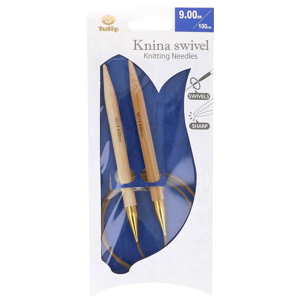 Tulip Knina Swivel Circular Knitting Needle 100 cm, 9.0 mm – 1 piece, Beige/Gold/Bronze