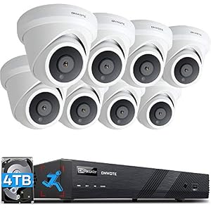 ONWOTE 16 Channel 4K PoE Security Camera System 4TB, AI-Human-Detection, 16CH H.265+ 8MP NVR, (8) 4K Wired Outdoor PoE…