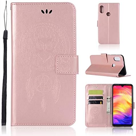 SOCINY Case for Redmi Note 7/Redmi Note 7 Pro, Premium Owl Embossed PU Leather Phone Case with Multifunction ID Credit Card Slot Holder Wallet Flip Case Protective Cover (rose gold)
