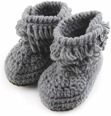 AStorePlus Baby Shower Gifts Baby Newborn Prewalker Shoes Handmade Knitted Crochet Booties-Gray