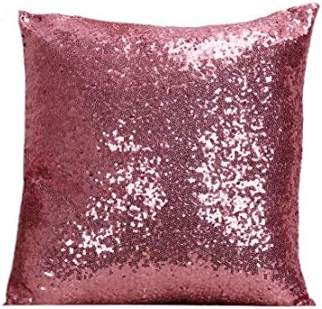 Yohope Home Decor Solid Color Glitter Sequins Throw Pillow Case Sofa Square Cushion Covers 40cm*40cm (Pink)