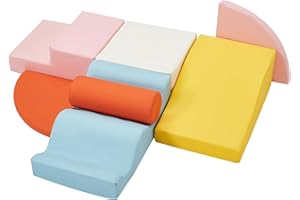 HOMMOW 7-Piece Climbing Blocks for Toddlers,Soft PU Leather Baby Foam Climbing Blocks Indoor,Foam Play Gym Climber Structures,Kids Play Toys Sets for Climbing & Crawling, Colorful